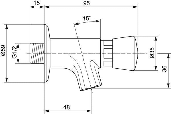 Ideal Standard Alpha Selbstschluss-Wandauslaufventil DN15 Chrom – ohne Mischung