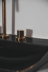Ideal Standard Joy 3-Loch Waschtischarmatur in Brushed Gold mit Ablaufgarnitur, 127 mm Ausladung