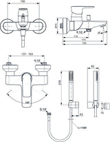 Ideal Standard Connect Air Badearmatur Aufputz mit Handbrause-Set 174mm Chrom