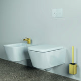 Ideal Standard WC-Bürstengarnitur Conca Cube eckig Brushed Gold – Wandhängend, Messing