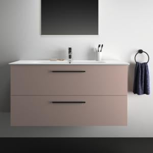 Ideal Standard i.life A Waschtischset 1240 mm mit Unterschrank und schwarzem Griff, Weiß Matt