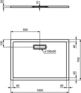 Ideal Standard Ultra Flat New Rechteck-Brausewanne 1000x700x25 mm Weiß – Bodenebener Einbau