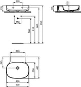Ideal Standard Aufsatzwaschtisch Linda-X 500x480x135mm geschliffen Weiß ohne Hahnloch