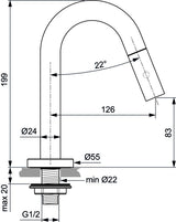 IDEAL STANDARD Standventil Ceraline Ausladung 126 mm Chrom – 1-Loch-Montage