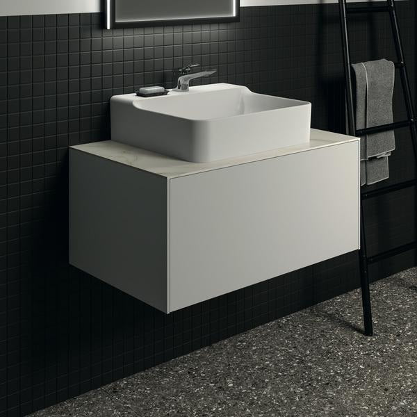 Ideal Standard Waschtischplatte Conca aus Keramik 802x505x6mm in Marmor Noir Desir