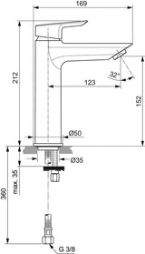 Ideal Standard Tesi Waschtischarmatur Chrom 123 mm Ausladung mit BlueStart und 5 l/min