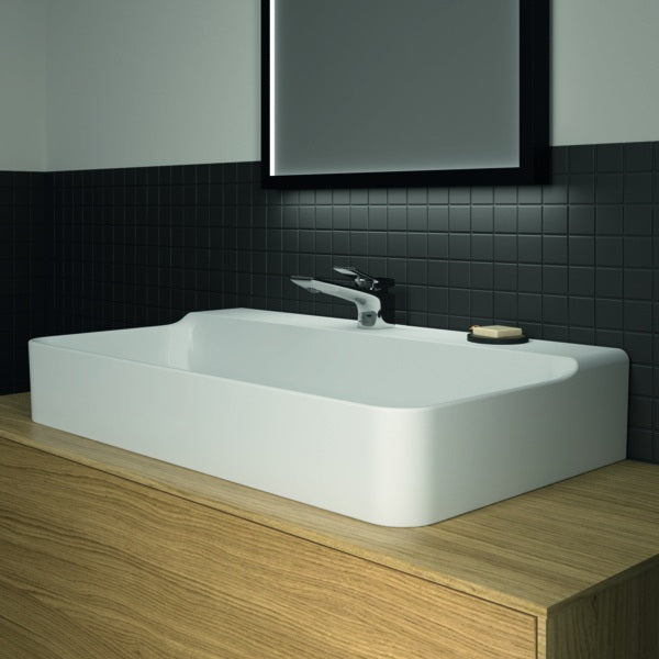 Ideal Standard Conca Aufsatzwaschtisch 800x450x145 mm, 1 Hahnloch, ohne Überlauf, geschliffen, Weiß