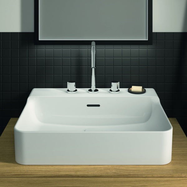 Ideal Standard Conca Aufsatzwaschtisch 600x450x165 mm, 3 Hahnlöcher, mit Überlauf, Weiß