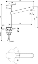 IDEAL STANDARD Ceraplan Küchenarmatur mit Rohrauslauf 204 mm Chrom, Einhebel-Mischer