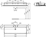 Ideal Standard Waschtisch Conca 1200x450x165mm, 3 Hahnlöcher, mit Überlauf, geschliffen, Weiß