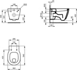 Ideal Standard Connect Wandflachspül-WC 360x540x340mm Weiß Kristallporzellan