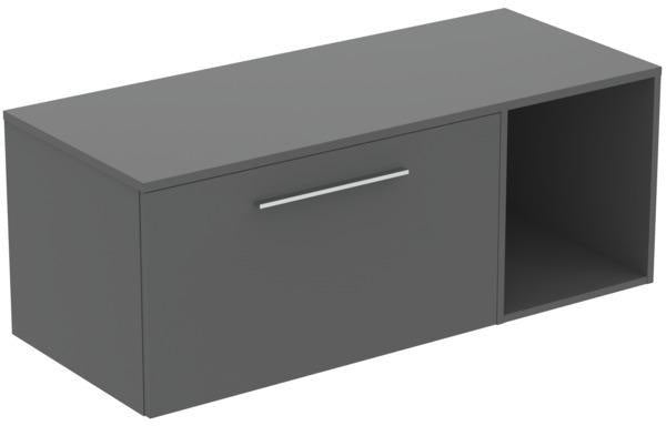 Ideal Standard i.life B Möbel-Set 120 cm mit Auszug & offenem Fach, Chrom/Weiß matt
