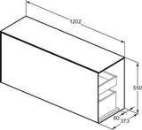 Ideal Standard Conca Waschtischunterschrank 1202 mm, 1 Auszug, Push-Open, Weiß