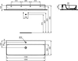 Ideal Standard Conca Aufsatzwaschtisch 1200x450x145mm, 1 Hahnloch, ohne Überlauf, Weiß, geschliffen