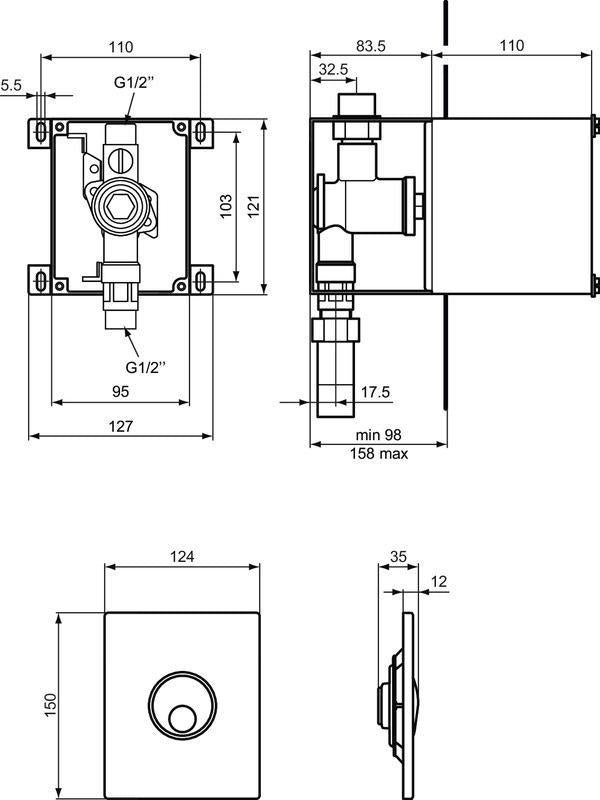Ideal Standard Septa Pro U3 Betätigungsplatte für Urinal, Chrom, mechanisch