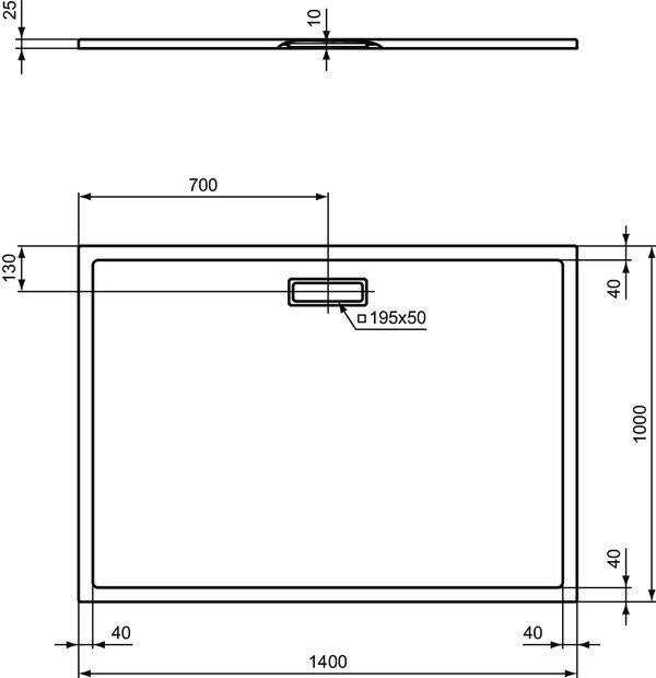 IDEAL STANDARD Rechteck-Brausewanne Ultra Flat New 1400x1000x25 mm Weiß – bodenebener Einbau