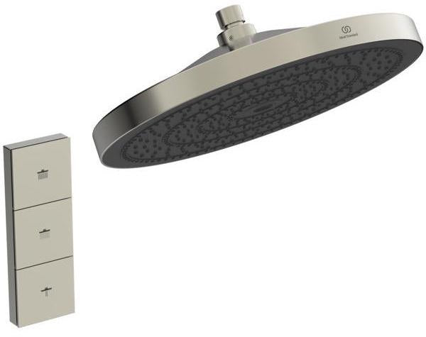 IDEAL STANDARD Ceratherm Navigo Solos Brausethermostat-Paket in Brushed Gold – mit Kopfbrause, Handbrause & UP-Bausatz