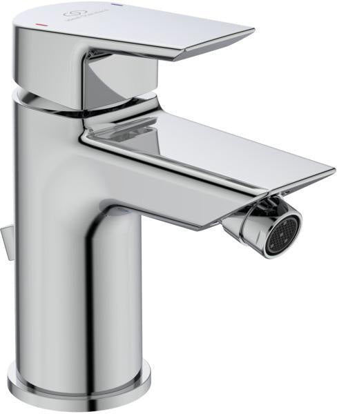 Ideal Standard Bidetarmatur Tesi Chrom 95 mm mit Ablaufgarnitur und Heißwasser-Sparfunktion