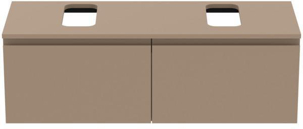 Ideal Standard Finesse Waschtischunterschrank 1200 mm mit 2 Auszügen und Softclose in Greige matt