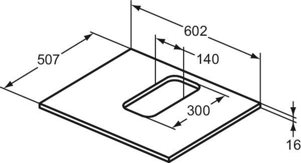 IDEAL STANDARD i.life B Waschtischplatte 602x507x18 mm Quarzgrau matt – mittiger Ausschnitt
