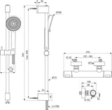 IDEAL STANDARD Brausekombination Ceratherm T25 N 900 mm mit Thermostat, 2-Funktions-Handbrause, Chrom