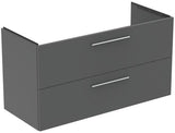 Ideal Standard i.life B Möbelwaschtischunterschrank 1200 mm, 2 Auszüge, Weiß matt, Siphon links