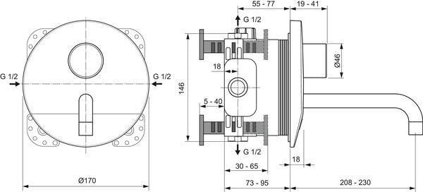 Ideal Standard Ceraplus Sensor-Wand-Waschtischarmatur, Batterie, 150 mm Auslauf, Chrom