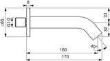 Ideal Standard Joy Neo Wandauslaufventil 160 mm Chrom – Aufputz-Armatur mit Strahlregler