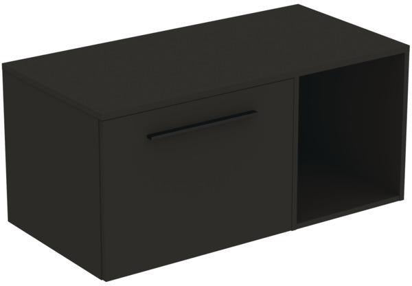 Ideal Standard i.life B Möbel-Set 100 cm – Waschtischunterschrank mit 1 Auszug & offenem Fach, Gr. Schwarz Weiß Matt