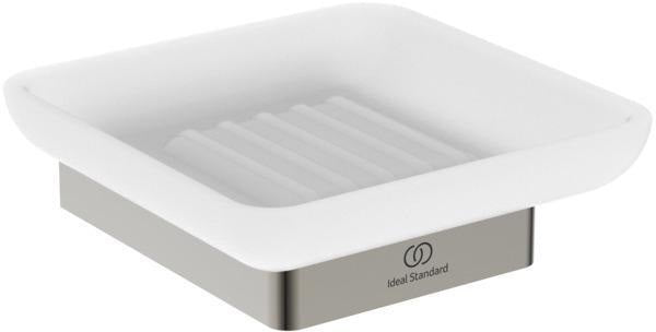 Ideal Standard Seifenschale Conca Cube eckig Brushed Gold – Wandhängend mit Glas-Einsatz