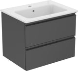 Ideal Standard Connect E Waschtisch/Möbel-Paket 600 mm Weiß/Walnuss Dunkel – 2 Auszüge, Softclose