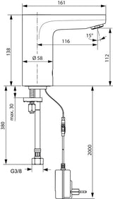 Ideal Standard Ceraplus Sensor-Waschtischarmatur, Netzbetrieb, Infrarot, Ausladung 116 mm, Chrom