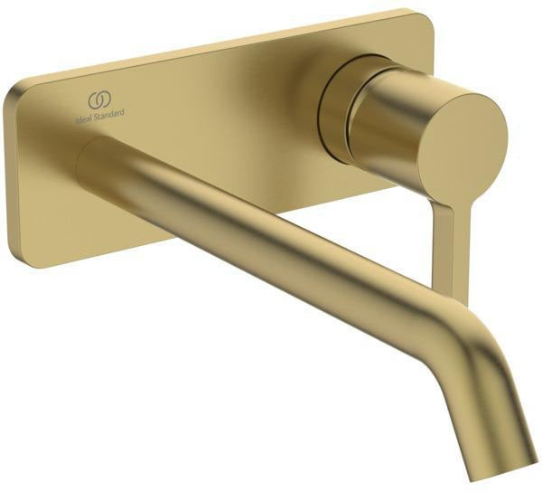 IDEAL STANDARD Joy Wand-Waschtischarmatur Brushed Gold 220 mm eckige Rosette – Einhandhebelmischer