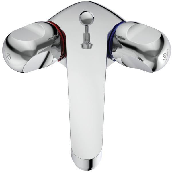 Ideal Standard Alpha Waschtisch-Zweigriffarmatur Chrom 120 mm Ausladung mit Ablaufgarnitur
