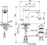 Ideal Standard Connect Air WT-Armatur ND mit Ablaufgarnitur, 112 mm Ausladung, Chrom
