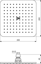 Ideal Standard Idealrain Cube Kopfbrause 200x200 mm Chrom – quadratische Regenbrause für Wand, Decke oder Duschsystem