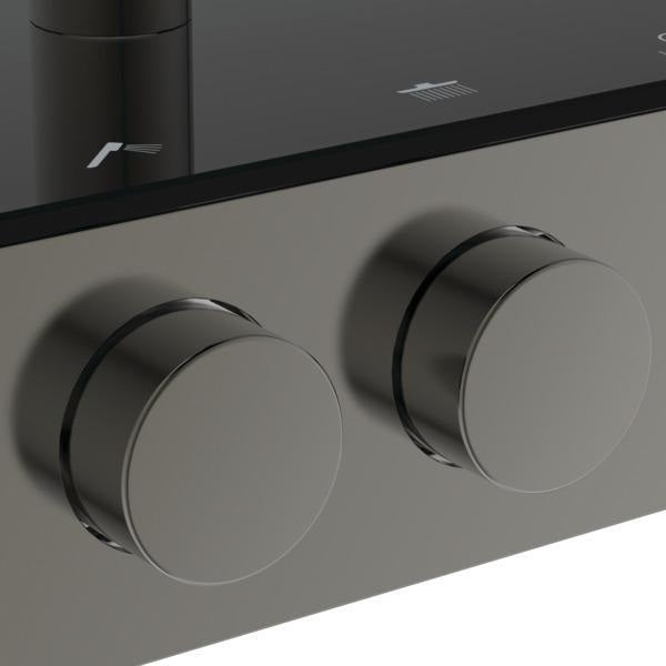 Ideal Standard Duschsystem Ceratherm Solos mit LED-Leuchtring Silver Storm – Thermostat, Kopf- & Handbrause