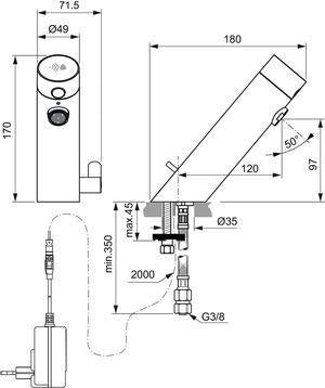 Ideal Standard Sensorflow Sensor-Waschtischarmatur 120mm Netzbetrieb Chrom