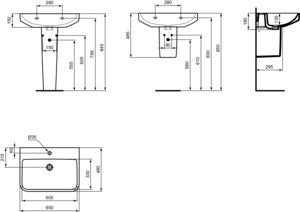 Ideal Standard i.life B Waschtisch 650x480x180 mm Weiß, 1 Hahnloch, ohne Überlauf