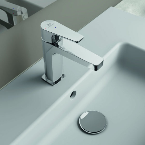 Ideal Standard Cerafine D Waschtischarmatur, Einhandhebelmischer mit Kaltstart-Funktion, Chrom, 120 mm Ausladung