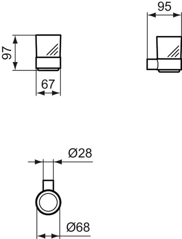 Ideal Standard Zahnputzbecher Conca, rund, Brushed Gold – Wandhängend, Messing, Glas