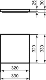 Ideal Standard Waschtischablage Solos 330 mm Schwarz glänzend – Rechteckige Keramik-Ablage