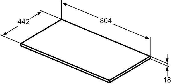 Ideal Standard Holzkonsole Connect Air für US 600 mm, 604x442x18 mm, Eiche grau Dekor & Weiß matt