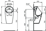 Ideal Standard Urinal Sphero Maxi ohne Spülrand, 300x300x620mm, Zulauf hinten, Weiß