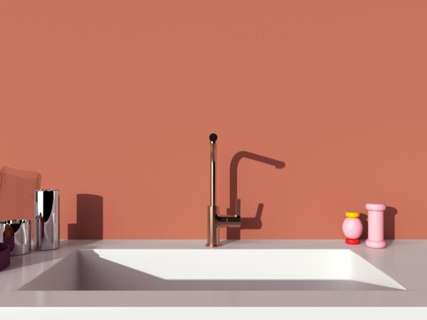 IDEAL STANDARD Gusto Küchenarmatur 232 mm L-Auslauf Sunset Rose Einhebelmischer