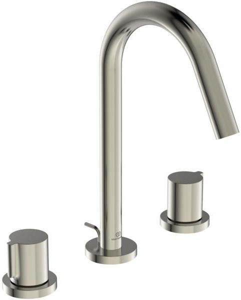 Ideal Standard Joy 3-Loch Waschtischarmatur in Brushed Gold mit Ablaufgarnitur, 127 mm Ausladung