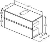 Ideal Standard Finesse Waschtischunterschrank 1002 mm, 2 Auszüge, Greige matt, wandhängend