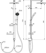 IDEAL STANDARD Duschsystem Ceratwist Alu+ Silk Black mit Kopf- und Handbrause, 2 Ablagen, ohne Armatur