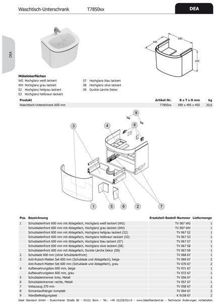 IDEAL STANDARD Ablagebox Dea für Waschtischunterschrank 600 mm – TV07167
