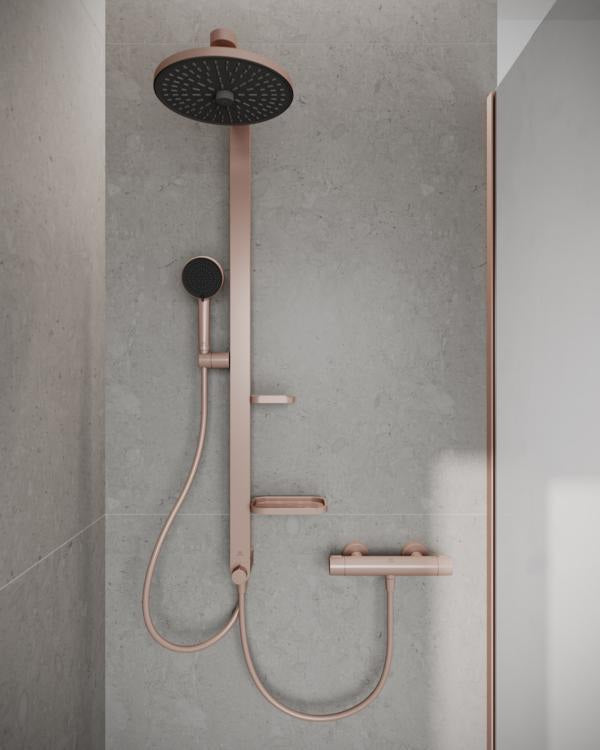 Ideal Standard Duschsystem Ceratwist Alu+ mit 2 Ablagen, Kopf- und Handbrause, Aluminium